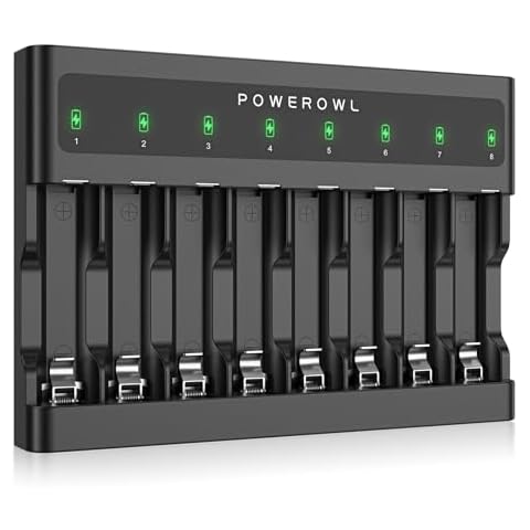 POWEROWL 8 Bay Battery Charger with USB Cover