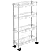 SONGMICS Carrello Stretto a 4 Ripiani, 40 x 16 x 80 cm, Scaffale Portaoggetti con Rotelle, per Spazi Piccoli e Limitati, Cucina, Lavanderia, Argento LGR204S01