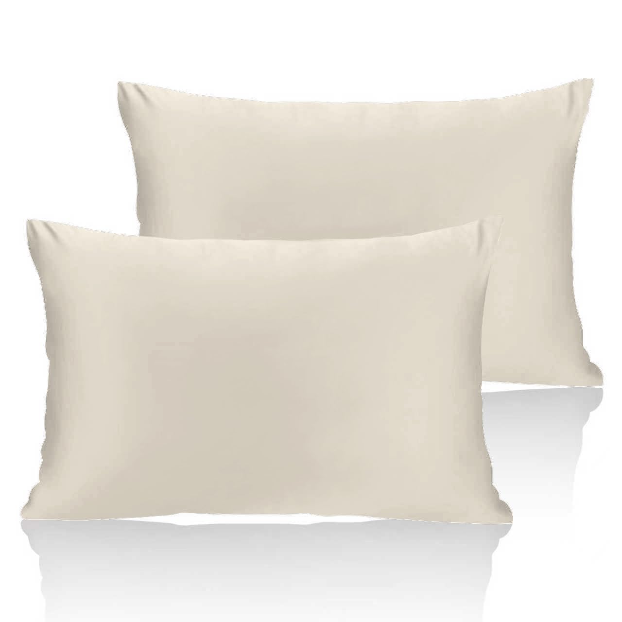 Pillow Cases 2 Pack Stone Yellow, Plain Pillowcases with Envelope Closure, Breathable Premium Tencel Set of 2 Pillow Covers, Standard Size 50x75 cm