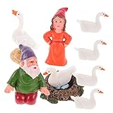 SEWOART Zwergenskulptur Aus Kunstharz Weißem Bart Gartendeko Gartenornament Draußen Terrasse Rasen Hof