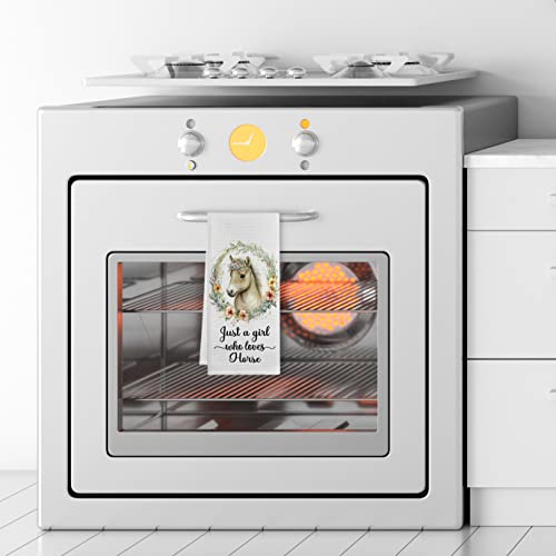 Gichugi Just A Girl Who Loves Horse Kitchen Towels And Dishcloths,Floral Horse Wreath Decorative Dish Towels Hand Towels Tea Towels,Horse Towel Decor For Bathroom Kitchen,Gift For Horse Lovers Girls #TOP1