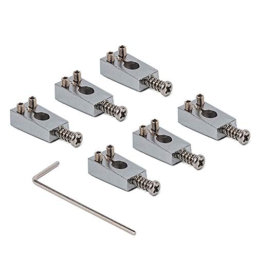 heaven2017 Saddle for Electric Guitar, 6Pcs 10.4mm Narrow Guitar Bridge Brass Saddles Instrument Replacement Parts for Epiphone/Gibson LP Electric Guitar Chrome