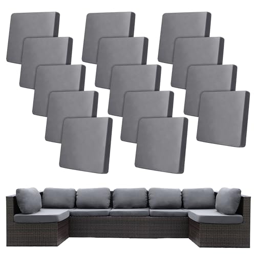 Image of BIETYONE 14Pcs Stretch Patio Cushion Covers,Outdoor Couch Covers Replacement,Outdoor Couch & Sofa Slipcovers,for Patio Furniture Cushion Covers,Washable Reusable Furniture Protector(Grey,Cover Only)