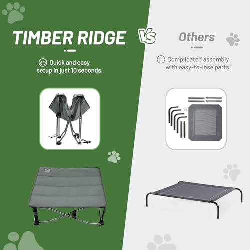 TIMBER RIDGE Large Elevated Dog Bed, 3-in-1 Portable, Folding, and Raised with Removable Pad Mat, Cooling Design for Indoor and Outdoor Use, Grey - Image 6