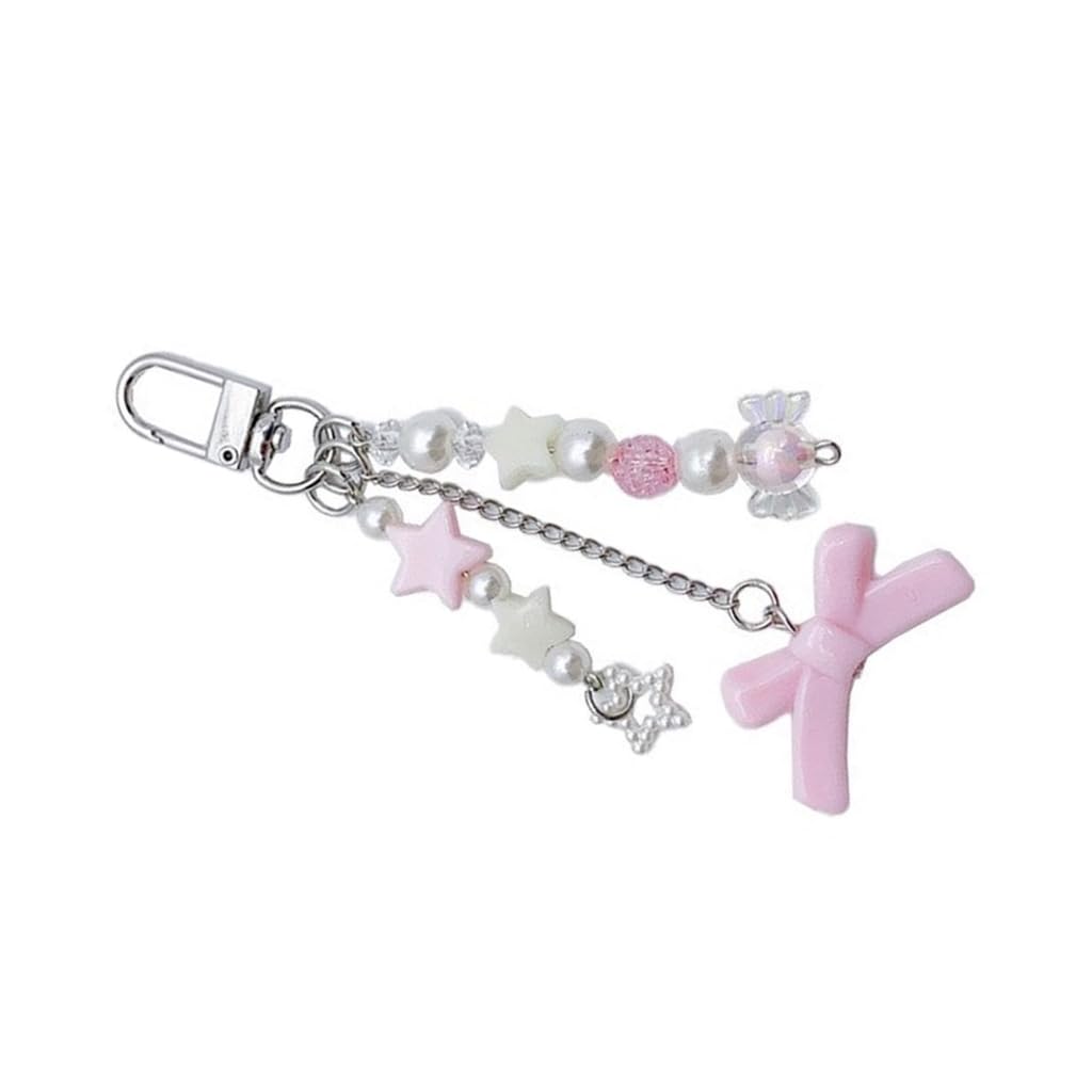 JSGHGDF Cute Star Bowknot Butterfly Pendant Phone Charm Hanging Rope Phone Strap Bag Decoration Lanyards Keychain Accessories