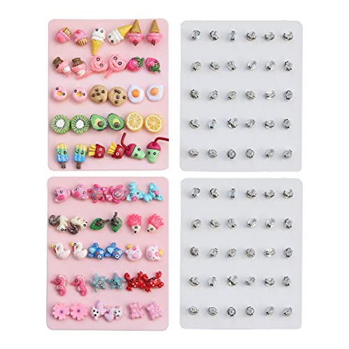 minihope Hypoallergenic Medical Steel Post Earrings for Girls, Cute Multiple Animal Unicorn Donut Stud Earrings for Little Girls Kids, Made with Polymer Clay, Best Gifts for Girls3
