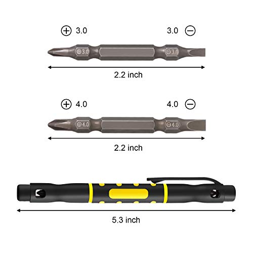 Mudder 4 Pieces Pocket Screwdriver 4 in 1 Multipurpose Portable Crossing Flathead Pen Screwdriver for Repairing4