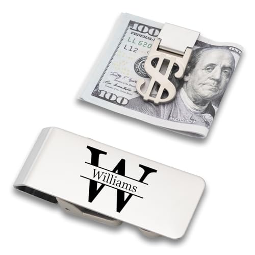 Personalized Money Clip, Custom Stainless Steel Wallet for Men with Engraved Name, Customized Cash Clip Gift for Father’s Day