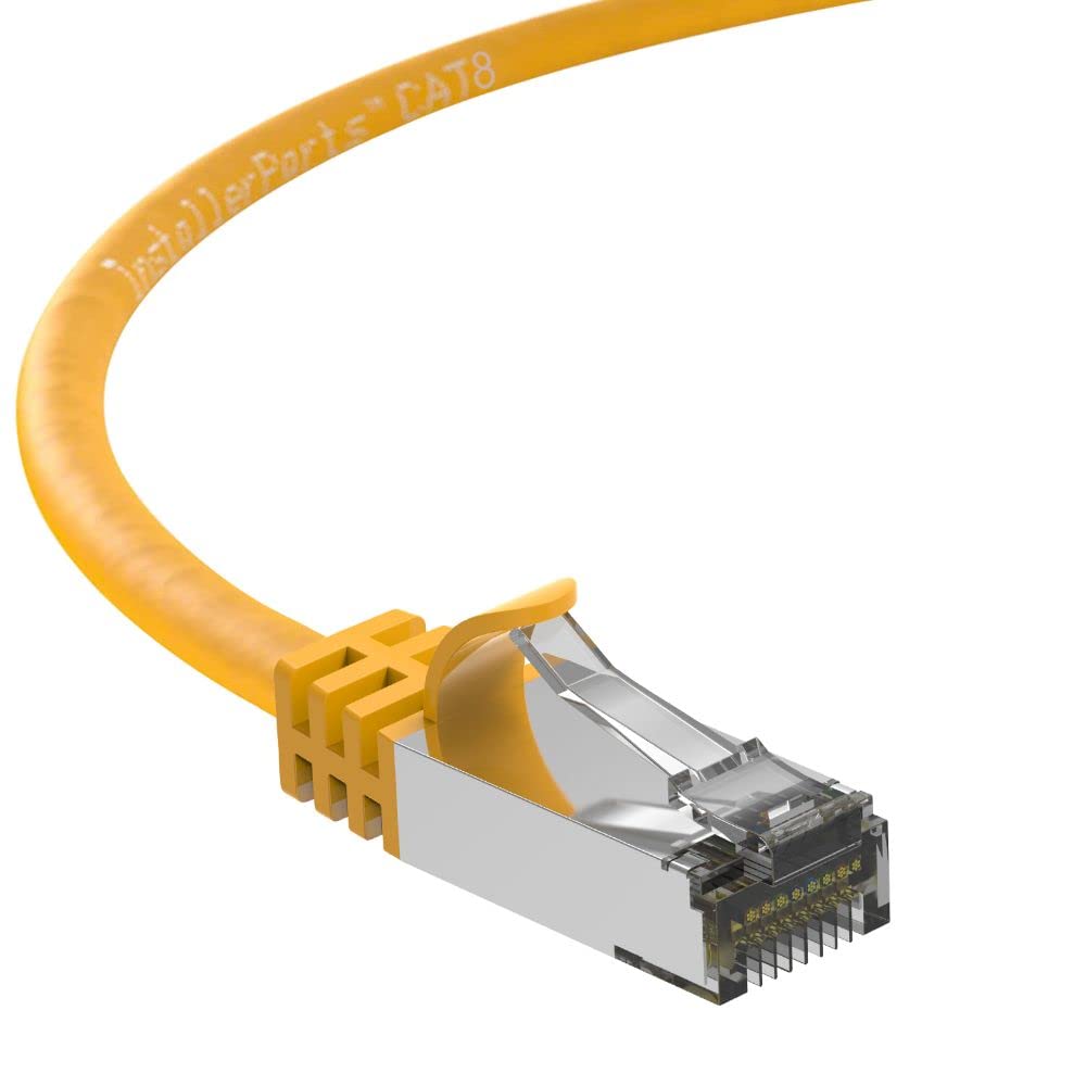 InstallerParts (10 Pack Ethernet Cable CAT8 Cable 0.5 FT - Yellow - Professional Series - 40Gigabit/Sec Network/High Speed Internet Cable for Router, Server, Gaming/2000 MHz, 26AWG