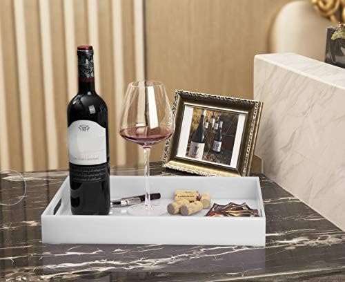 Miniatura 3 de Bandeja de acrílico resistente para servir con asas de 5 mm (0.197 pulgadas) de grosor, bandeja organizadora para cocina, baño, oficina, bar, caja