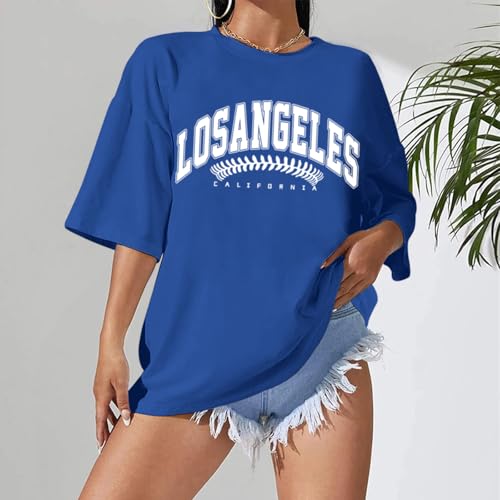 Oversized Baseball Shirts for Women Los Angeles Game Day Baseball Fan Shirt Skeleton Hands Graphic Tees Shirts2