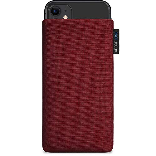 Adore June Classic Bordeaux-rode hoes compatibel met Apple iPhone 11 telefoonhoes gemaakt van duurzaam Cordura stof met display reinigingseffect, Made in Europe