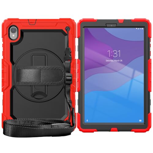 Étui Lenovo M10 HD 2 Gen rouge avec protection écran et support rotatif