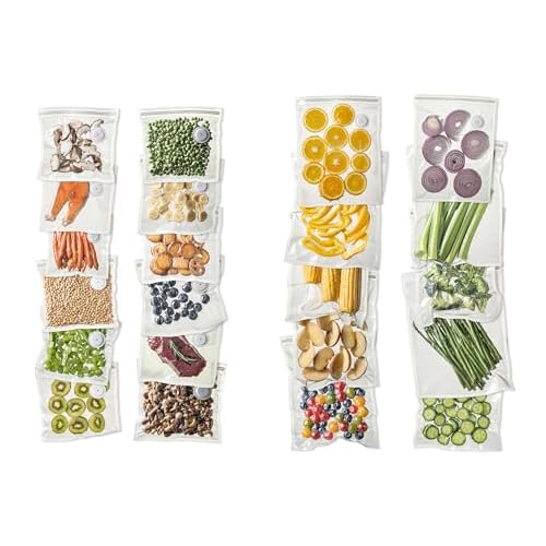 Vacuum Sealer Bags for Food, 22 PCS Reusable Sous Vide Bags BPA Free, Vacuum Zipper Bag with Universal Air Valve, 2 Sizes Food Storage Bag for Meal Prep, Dishwasher Microwave & Freezer Safe