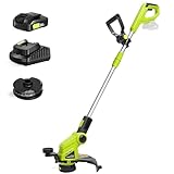 SnapFresh 20V Cordless String Trimmer, 12" 2-in-1 Weed Wacker and Lawn Edger with Wheels, 8000 RPM Auto Feed Spool, 2.0Ah Battery and Fast Charger Included, Lightweight Battery Powered Weed Eater