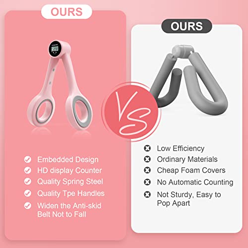 Araprsar Thigh Master With Counter, Hip Exercise Equipment For Women, Students, Pelvic Floor Muscle Trainer, Thigh Toner, Inner And Out Thigh Exercise Workout Equipment For Butt/Arm/Leg Pink #TOP2