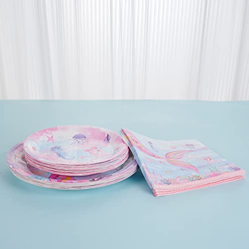 Wernnsai WR-MERMAID PARTY SUPPLIES SET-C006-US Watercolor Mermaid Party Plates And Napkins thumb #7