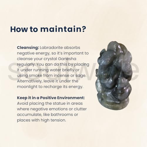 Image of SOULWISE Natural Labradorite Lord Ganesha Idol 7 cm Crystal Ganesh Murti for Home Temple Vastu Feng Shui Spiritual Decor Meditation Altar Ganpati Statue Gift