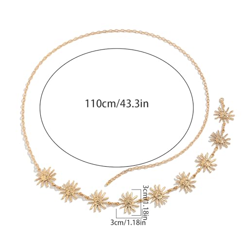 Metal Sunflower Waist Chain Belt Bikini Sun Waist Chains Jewelry Summer Beach Waist Belly Chain Adjustable Body Link Belt for Women4