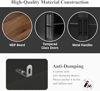 95.5" Wall Unit TV Stand Set with Bookshelves, Entertainment Center for Televisions Up to 80", Large Media Console with Cabinets and Tempered Glass Doors for Living Room