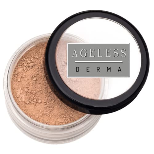Ageless Derma Loose Mineral Foundation Sea Shell With Vitamin A, E And Green Tea Extract. Full Coverage, No Paraben, Made In Usa #TOP4