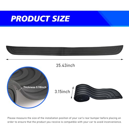 Image of Car Rear Bumper Protector, 35inch x3.15inch Rear Bumper Protector, Car Rear Bumper Edge Guards, Trunk Anti-Collision Sticker, Rubber Anti-Scratch Automotive Exterior Accessories (Black)