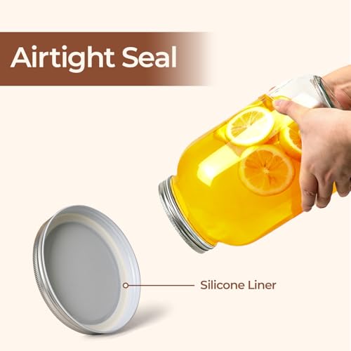 Image of ComSaf 1 Gallon Wide Mouth Mason Jars 2 Pcs, 128 oz Glass Jars with Lids, Flour Sugar Storage Containers, Large Glass Containers for Pickles, Fermented Food, Sourdough Starter, Food Storage