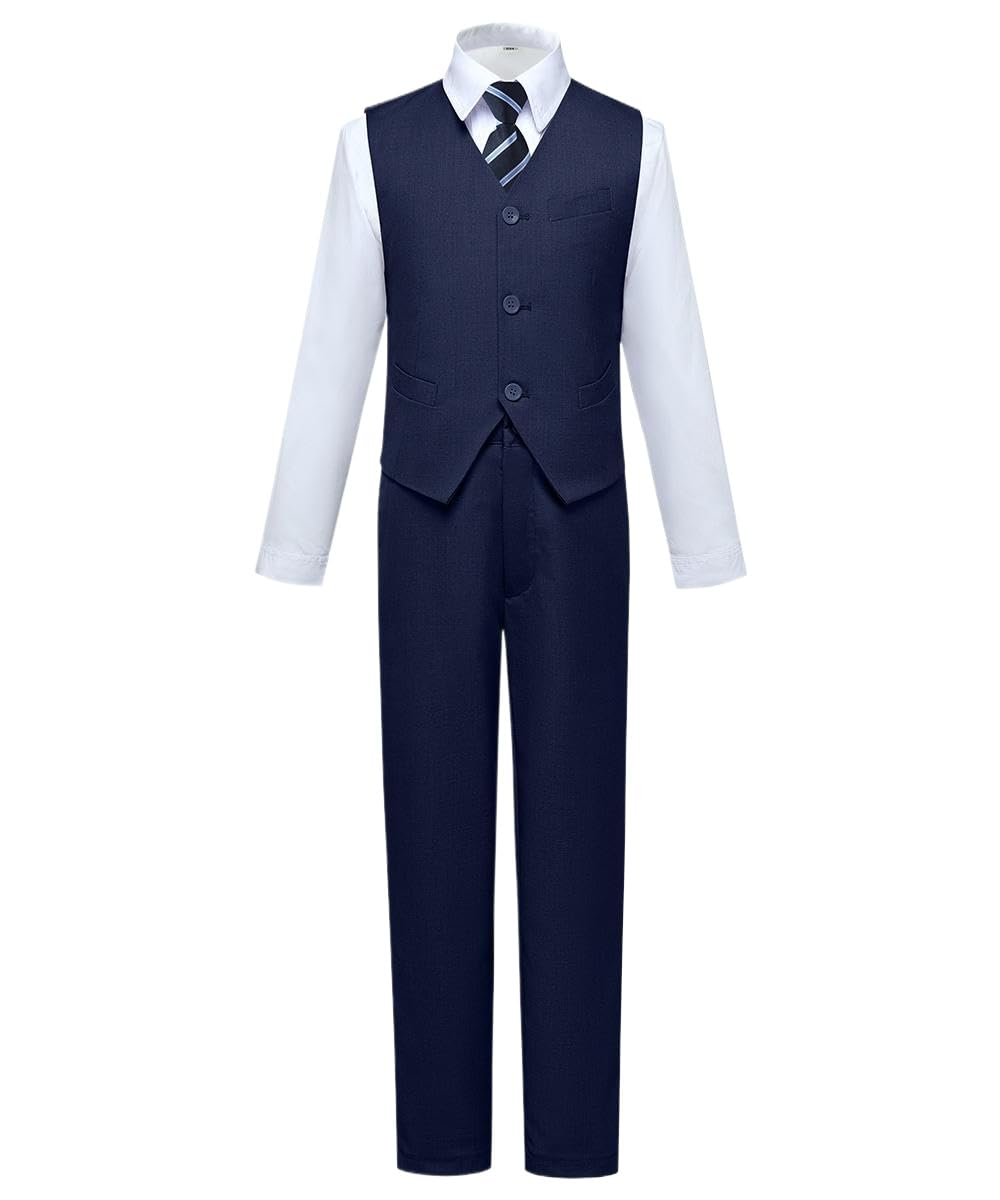 Visaccy Boys Formal Suit Slim Fit Dress Clothes Ring Bearer Outfit Tuxedo Suits,Adjustable Waist