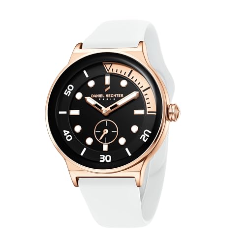 Image of Daniel Hechter Paris Auber Collection Analog Quartz Watch for Men with Round Gloss Dial, Small Seconds Sub-Dial & Silicone Strap