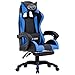 Tidyard Sedia da Gaming con Poggiapiedi Blu e Nera in Similpelle,con Un Poggiapiedi Retrattile,Regolabile in Altezza,Confortevole,Camera da Letto, Soggiorno