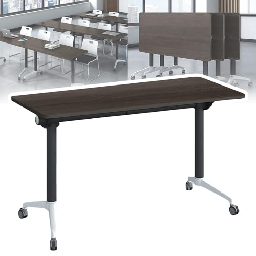 CGHAZLJ Table de conférence Pliante, salles de conférence Pliables, salles de Formation, Table de Formation Mobile à Plateau Rabattable, avec roulettes, Grande Table de séminaire de réunio