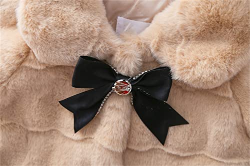 Baby Girls Faux Fur Cloak Coat Cute Winter Warm Comfy Furry Cape Jacket Cute Princess Fleece Outwear with Bowknot for Kids3