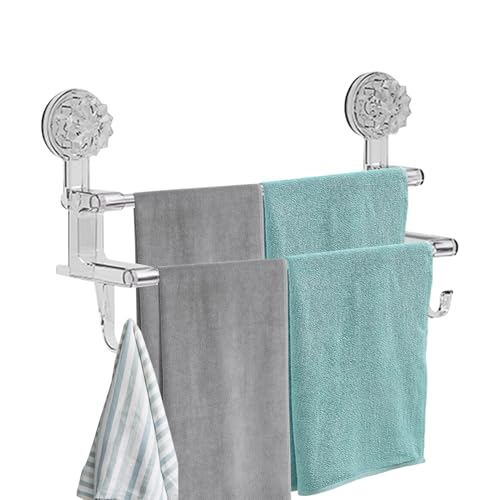Barra portasciugamani con colla, rimovibile per asciugamani, senza trapano, in acciaio inox, per bagno, porta della doccia, parete di piastrelle, in acciaio lucido per l'uso quotidiano