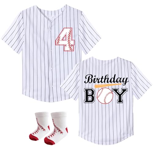 Toddler Boy Birthday Baseball Theme Shirt with Socks Kids Baseball Jerseys 1st 2nd 3rd 4 Year Old Birthday Outfits