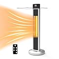 Outdoor Electric Patio Heater with Remote, 1500W Infrared Heater, 35In Towel Space Heater W/9 Heat Levels, 3s Fast Heating, 24H Timer, Tip-Over Protection for Indoor/Outdoor Backyard