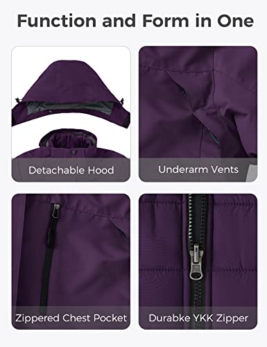 Wantdo Women's 3-In-1 Ski Jacket Hooded Snowboarding Jacket Mountain Winter Coat Dark Purple M #TOP5
