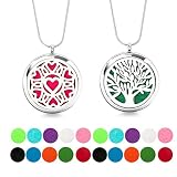 2PCS Essential Oil Diffuser Necklace, Aromatherapy Necklace Jewelry Stainless Steel Perfume Diffuser