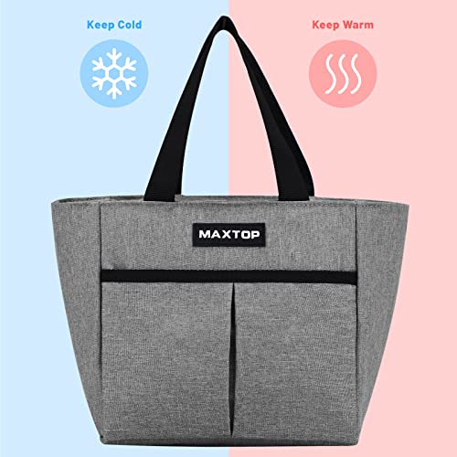 Maxtop Lunch Bags For Women,Insulated Thermal Lunch Tote Bag,Lunch Box With Front Pocket For Office Work Picnic Shopping (Black, Small) #TOP3