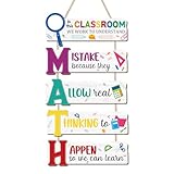 CHDITB Math Rules Classroom Teacher Sign, Wooden Mistake Allow Thinking Happen Decoration Wall Hanging, Funny Classroom Must Have Decor for Elementary Hign School