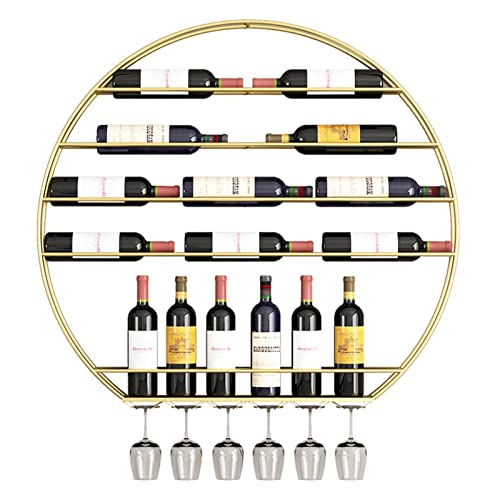 Estante de Vino de Metal montado en la Pared con Soporte Redondo para Copas de Vino, Soporte Colgante para Vino para Bar, Bodega, Cocina, Estante de Almacenamiento Flotante para Copas de Vin