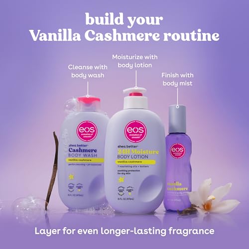 Image of Bundle of eos Cashmere Body Wash - Vanilla Cashmere, Moisturizing Body Wash, 16 fl oz + eos Cashmere Oil, Vanilla, 24 Hour Moisture, Plant-Based Squalane to Soothe, Soften and Smooth Dry Skin, 6 fl oz