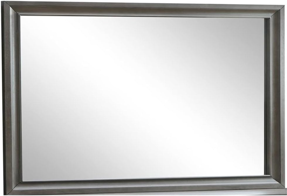 Pemberly Row Set of 2 Modern Wood Dresser and Mirror in Gray