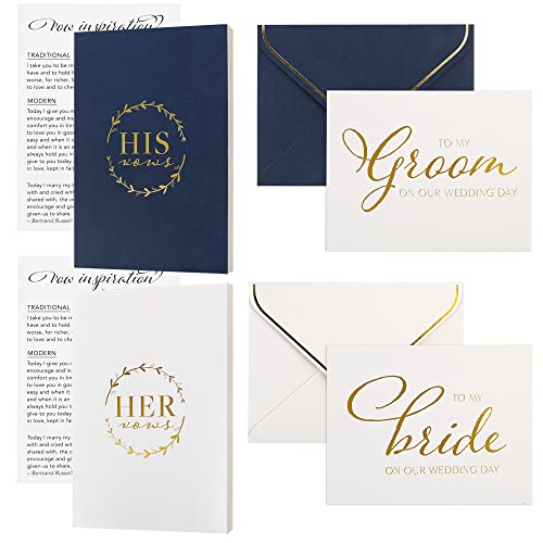 Lotfancy Vow Books For Wedding, Set Of 8, His And Hers With 24 Lined Pages, 2 Wedding Day Vow Cards, 2 Envelopes, 2 Vow Inspiration Cards, Bride And Groom Gifts, Wedding Keepsake #TOP1