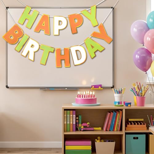 Image of Pre-Strung Happy Birthday Banner Tri-Color Party Decorations