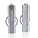 Noopel 2 Pack Survival Whistle with Lanyard and Keychain Double Tubes Emergency Safety Whistle with Keyring for Boating Outdoor Camping Hiking Hunting Sports Dog Training (2 Pack Silver)