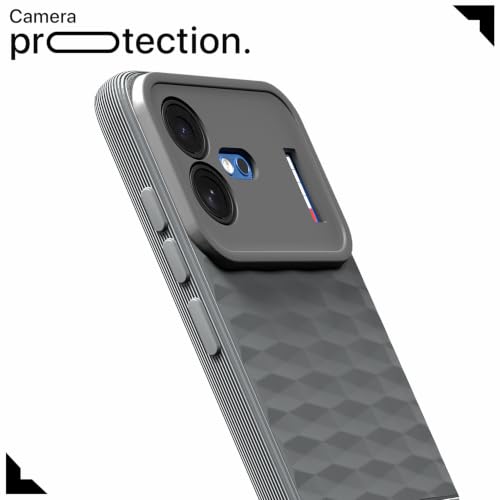 Image of Pikkme Back Cover for Nothing Phone 4b 5G Camera Protection 3D Hexa Cube Design Silicone Protective Bumper Case (Grey)