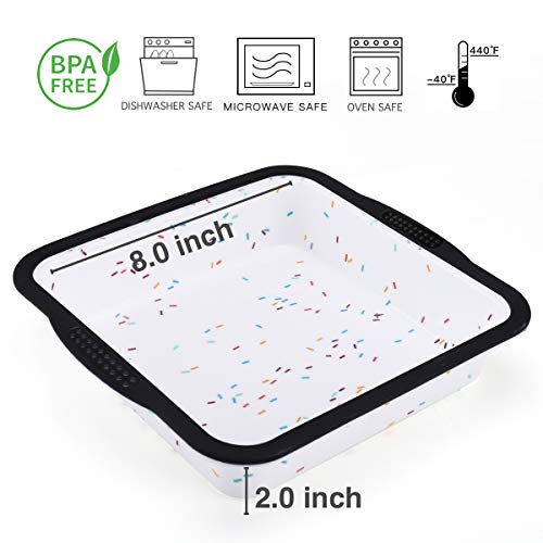 Aichoof Silicone Square Cake Pan 8 X 8 Inch With Reinforced Stainless Steel Frame Inside, Non-Stick Square Baking Mold For Homemade Brownie, Bread, Pie And Lasagana, Bpa Free, Dishwasher Safe #TOP1