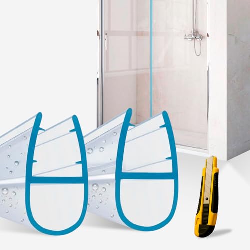 Dichtung Dusche Glastür 100 cm 2 Stück für 6-8mm Glas – PVC Duschlippe transparent, verhindert Wasseraustritt, sorgt für zuverlässige Abdichtung – Leicht zuzuschneiden und zu montieren – Modell A.