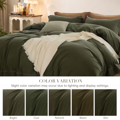 ELIMMO Duvet Cover Set Washed Cotton Embroidered Hem King 3‑Pcs by ELIMMO - Used condition - Image 9