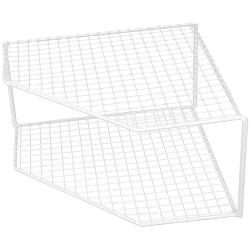 EXAOMBLE Shelf Double-tier Tabletop Organizer Iron Pan Rack Raised 18cm White Mesh for Sink Cabinet Draining Pot Storage